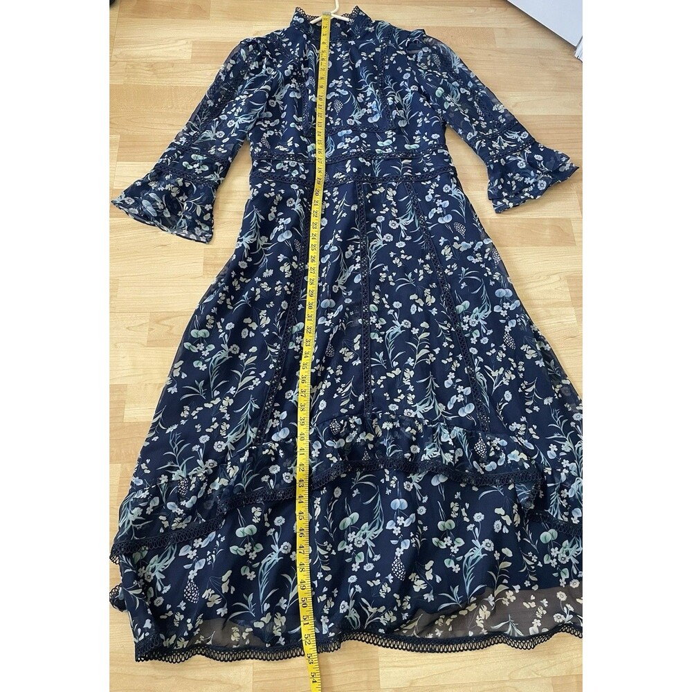 Dalia McPhee Midi Dress Floral Navy Blue Size Large - Picture 13 of 16